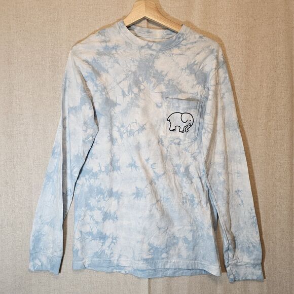 Ivory Ella Christmas Santa Hat Blue Tie Dye Long Sleeve T-Shirt Holiday Small - Picture 3 of 6